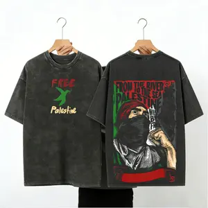 Freedom Palestine x Retro Aesthetic + Double-Sided Print + Washed Oversize Streetwear Tee Limited Drop