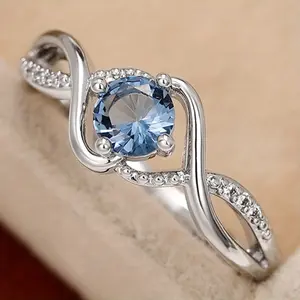 Stunning Lab-Created Aquamarine Ring (1 Pc) - Elegant Engagement, Proposal & Wedding Jewelry for Women, Symbol of Promise