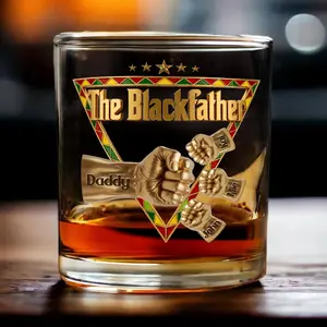 Personalized The Blackfather Whiskey Glass, Father's Day Gift For Blackfather, Dope Black Dad, Black Dad Mug, Gift For Dad Daddy