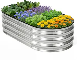 Large 4x2FT Metal Raised Garden Bed, Outdoor Planter Box for Veggies & Flowers, Heavy Duty Galvanized Garden Box for Backyard, Silver (1 Pack/2 Pack) #BackyardGarden