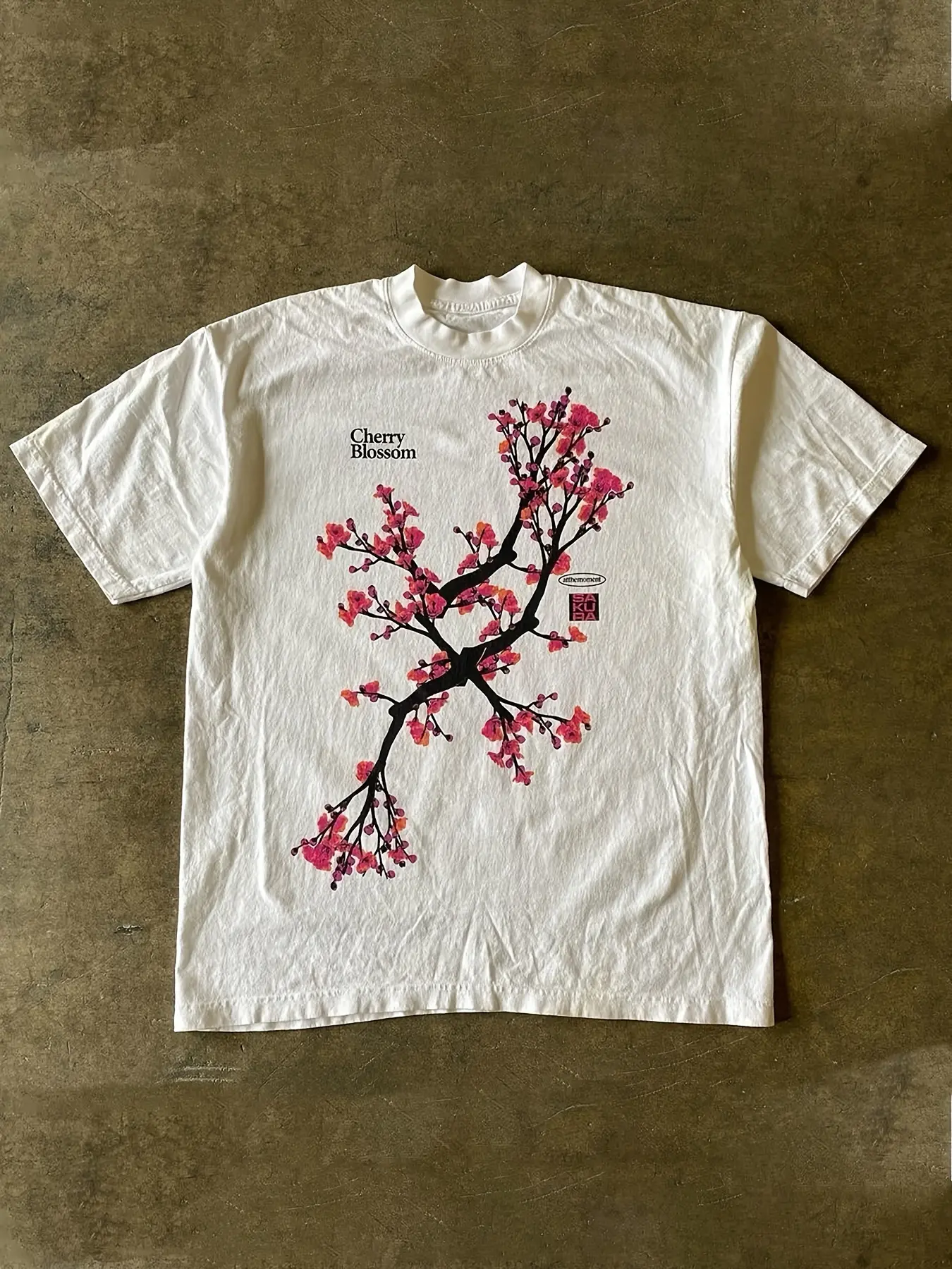 [back-to-school Season All Saints'Day Thanksgiving Day Limited Edition] Men's Y2K Cherry Blossom Floral T-Shirt - White Semi-Sheer Tee with Pink Floral Branches, Relaxed Fit for Streetwear, Parties, and Everyday Outfits, Machine Washable, Retro 2000s