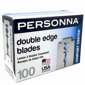 PERSONNA Barber Comfort Coated Double Edge Razor Blades BP9020 100 Blades Pack Made in USA for Smooth Shaving