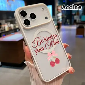 Magnetic Phone Case for iPhone 17 Pro Max 16 Plus 15 14 13 12 11 Air E Mind - Kindness Cherries Transparent Acrylic Scratch-resistant skin-friendly feel Smartphone Cover