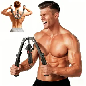 Adjustable Chest & Arm Twister with  Trainer - 15-Level Hydraulic Power Chest Press Machine (22-440lb) for Upper Body, Portable Resistance Home Fitness Equipment Outdoorfun