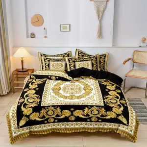 3-Piece Artistic 3D Gold Lion Print Decorative Bedding Set (no Quilt), Includes 1 Fitted Sheet & 2 Pillowcases, Home Bedroom Decoration Supplies