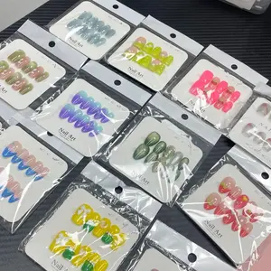 Susan(8599)gc.5 pairs long almond mystery nail box