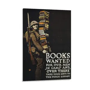 Books Wanted For Our Men Vintage World War One WW1 WWI USA Military Propaganda Poster Decor Print