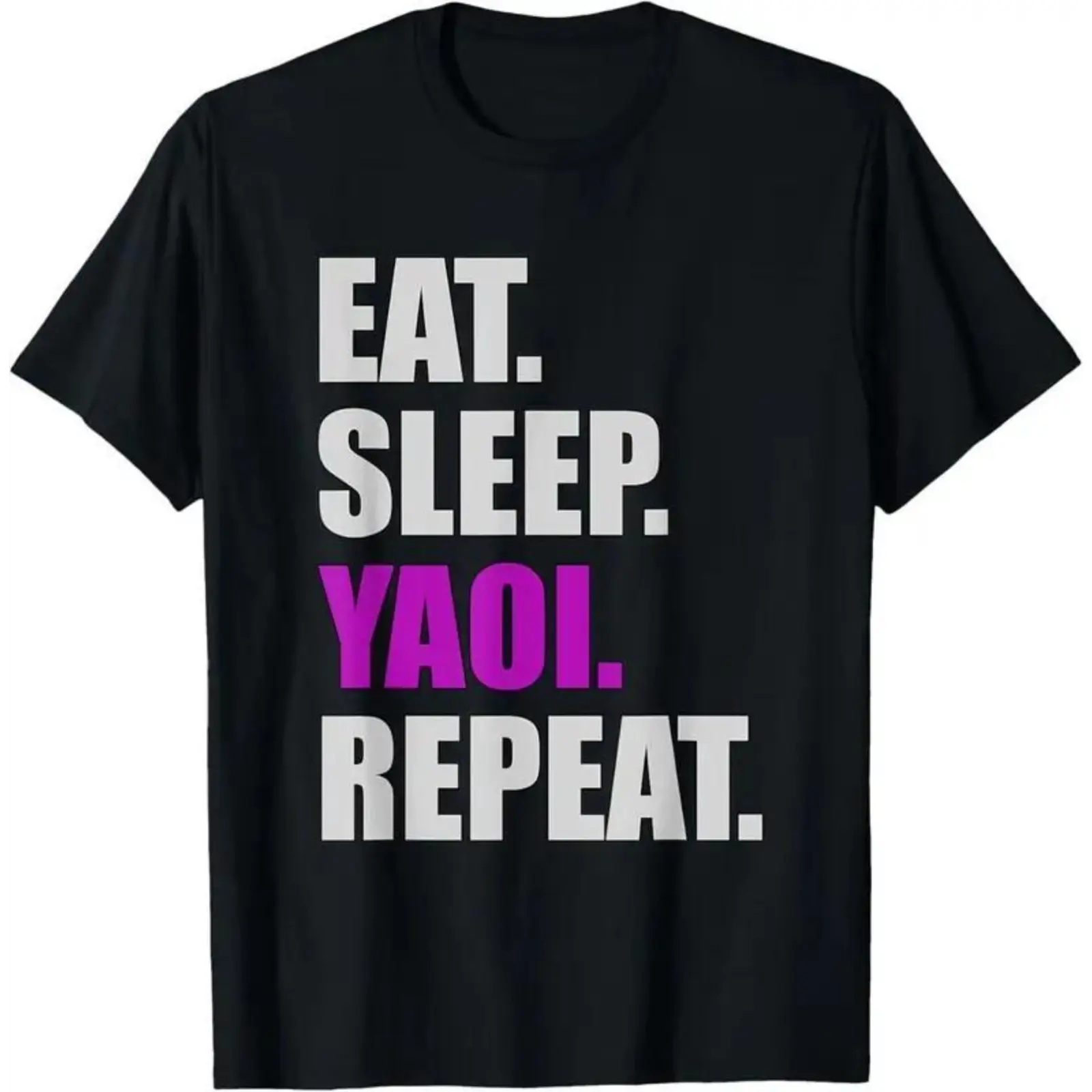Men's Casual Short-Sleeve Graphic Tshirt - Certified Yaoi Addict Apparel, Eat Sleep Yaoi Repeat Meme Shirt for BL Anime Fans, Shortsleeve, Streetwear, Menswear, Print, Round Neck