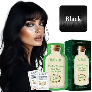 Natural Plant Bubble Hair Dye Shampoo 3-in-1 for Gray Hair Coverage, Botanical Hair Color Conditioner Shampoo with Herbal Extracts, Turns Gray Hair into Natural Black or Dark Brown, Easy At-Home Coloring, 30ml x 10 Packs/Box (Natural Black)