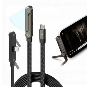 USB C to USB C Cable, 240W Fast Charging Cable 5 FT,Invisible Stand Charging Cable,Flat USB c Cable,USB c Cable Right Angle,for iPhone 17 Series, Samsung Galaxy S25 S24 Ultra etc (Black)