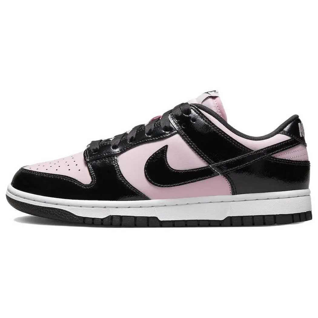 Nike Women's Leather Dunk Low 'Pink Foam Black' Athletic Trainer, Women's Sports Footwear, Shoe