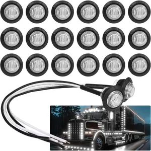 (Pack of 20) 3/4 Inch Mount White LED Clearance Bullet Marker lights, Side LED marker lights for trailer Truck RV Car Bus Van