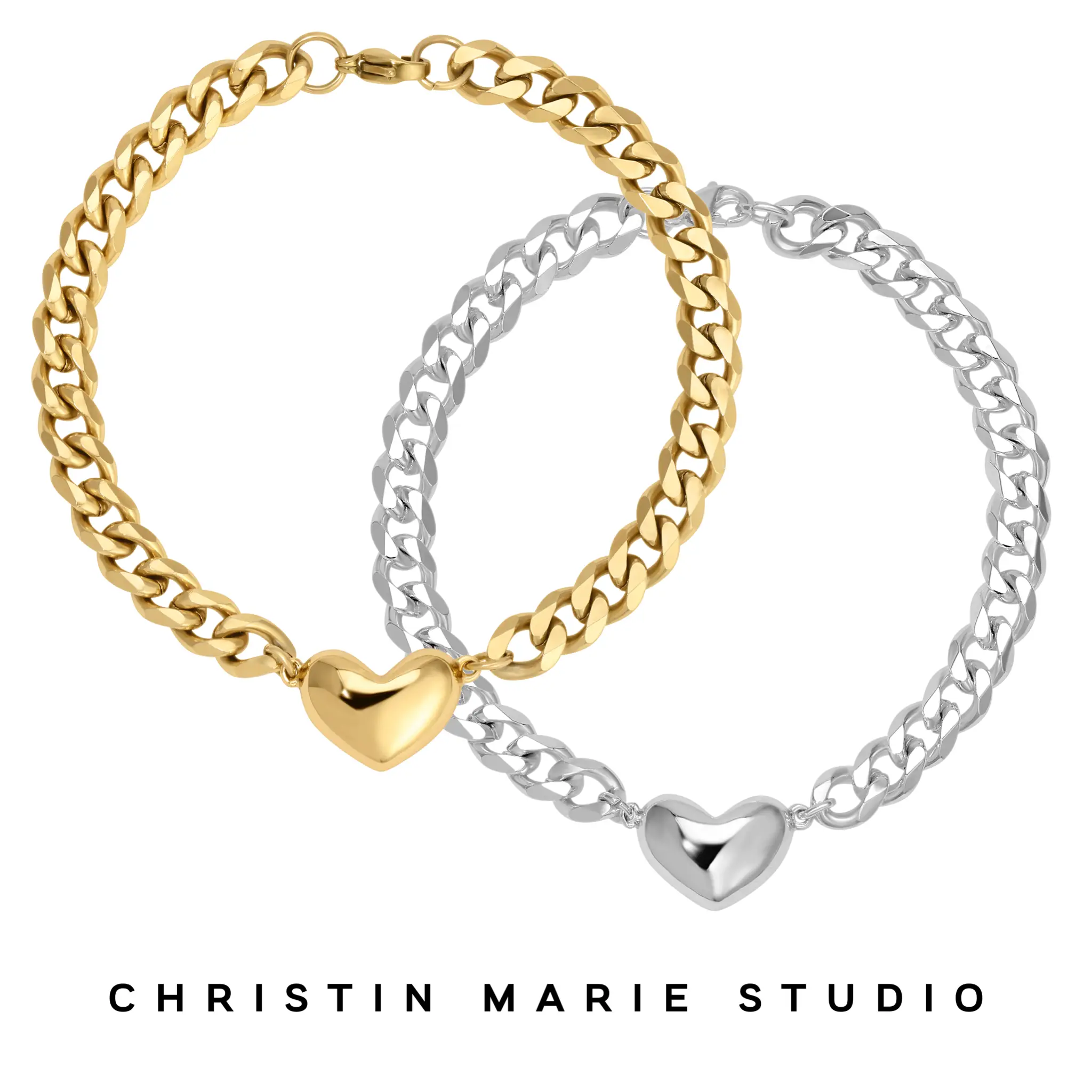 Havana Heart (Puff Heart Cuban) Bracelet