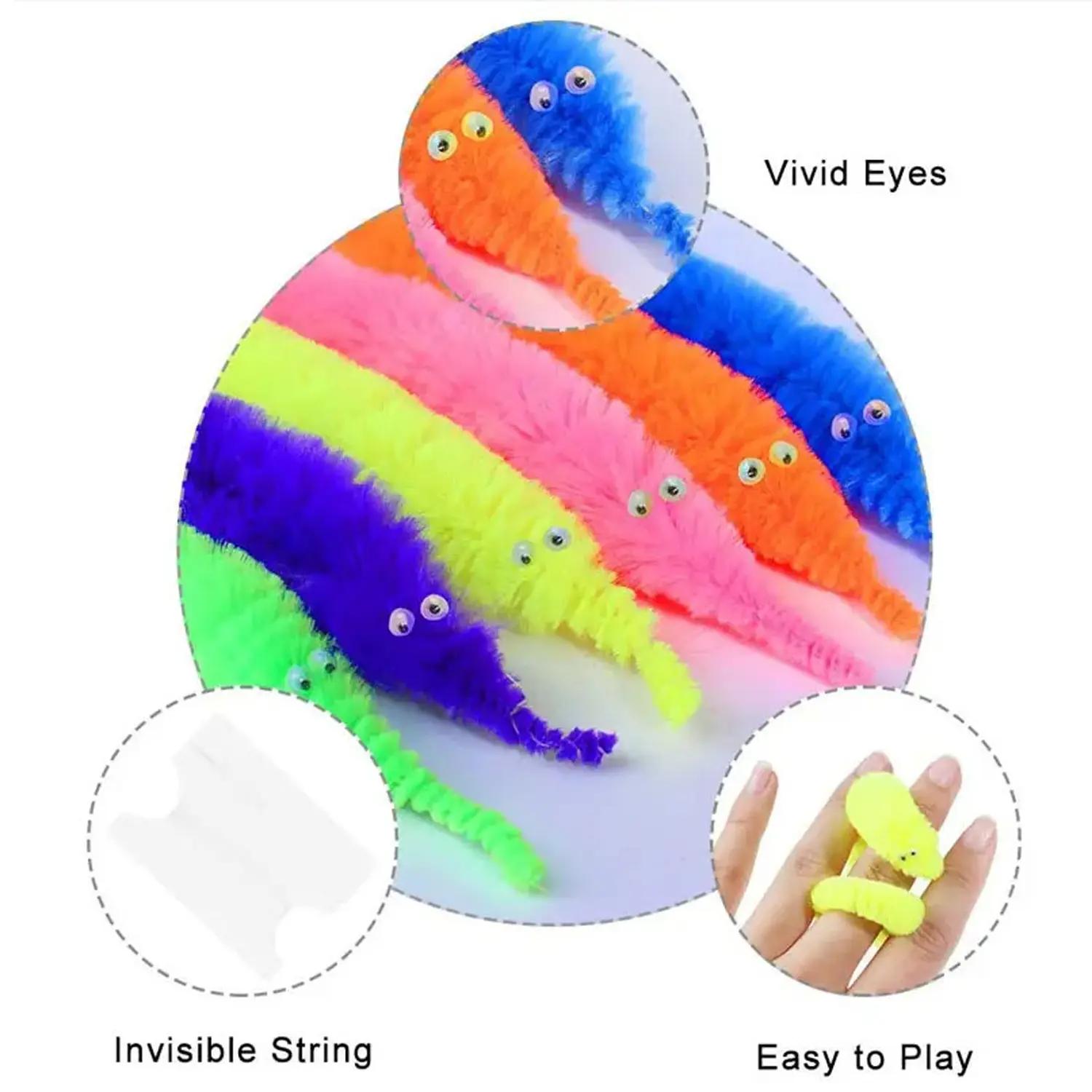 12PCS Interactive Magic Worm Cat Toy Set, Colorful Wiggly Caterpillar Toys for Cats, Funny Teaser Toy for Indoor Play & Pet Training, Random Color Pet Toys for Cats & Small Pets