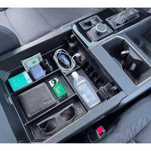 2025 Full Size Console Organizer Compatible with 2022-2025 Toyota Tundra/Sequoia 2023-2025, Plastic Armrest Storage Box Tray with Non-Slip Inserts (Not for The Console with Safe)