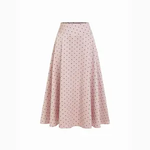 Cider Satin Mid Rise Polka Dot Flared Maxi Skirt SwimWeek