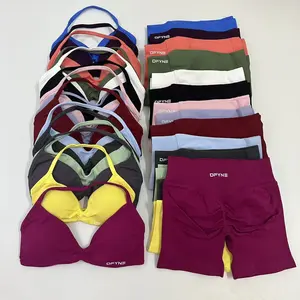 DFYNE Impact Yoga Seamless Yoga Set Women Workout Clothes Scrunch Shorts Set Halter Sports Bra Fitness Woman Sportswear Sports Suits