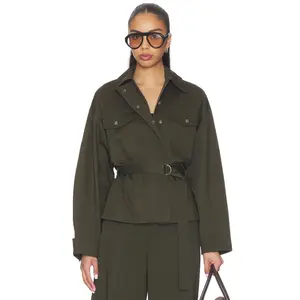 EAVES x Jasmine Tookes Lina Belted Jacket in Dark Moss