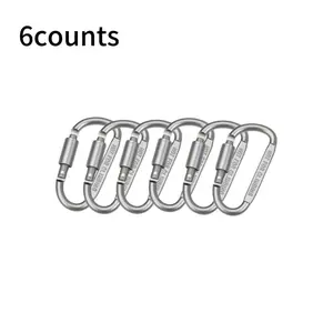 6-Piece High-Quality D-Shaped Keychain Carabiner Set, Durable Aluminum Quick-Release Backpack Clips, Multi-Functional Mini Keychain Hooks