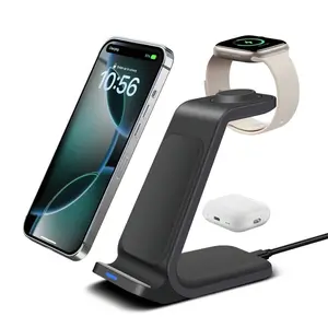 3 in 1 Wireless Charger Station for Samsung, 18W Travel Fast Charging Stand Portable Chargers Galaxy Watch5 Pro/4/3/Active2/1/S23 Ultra/S23/S22/S21/S20/Note 20/Z Fold&Flip Series/Buds2 Pro, Business with adapter New Black power bank Rhinestone Bow