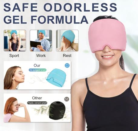 Migraine Headache Relief Cap, Gel lce Head Wrap For Tension And Stress Relief.Suitable For Home Breaks, Before Sleep, Office