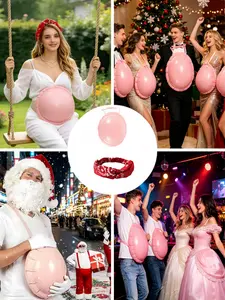 2pcs Unisex Santa Claus Inflatable Fake Belly, Pregnant Woman Fake Belly, Beer Belly, Halloween Christmas Costume Party Accessories, Party Photo Prop