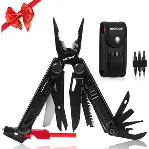 Multitool with Pocket Knife, 27-in-1 Stainless Steel Needle Nose Pliers with Screwdrivers, Self-locking Multi tool EDC Gear with Sheath, Ideal for Survival, Outdoor, Camping