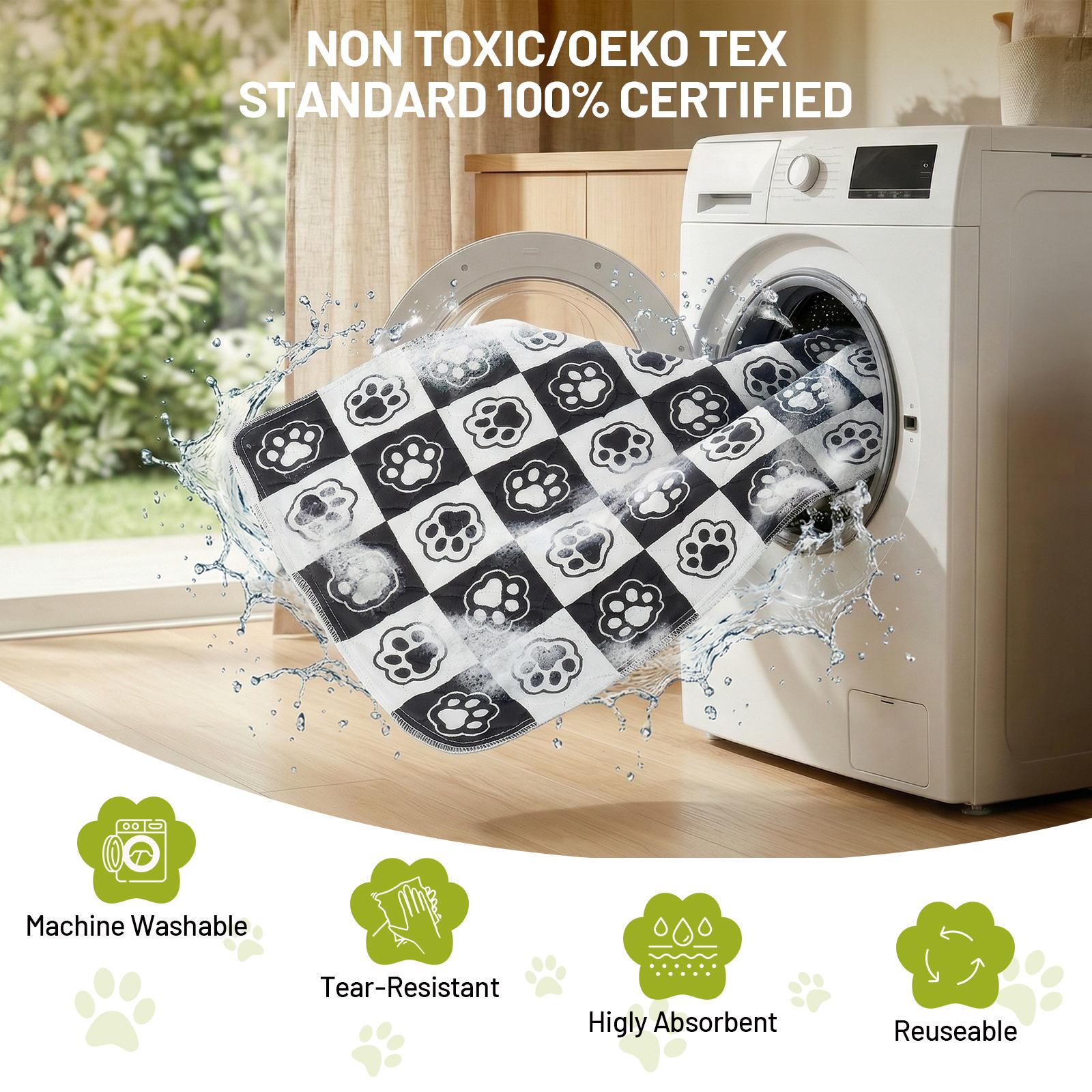 Washable Pee Pads for Dogs, 2-Pack Reusable Absorbent Training Pads for Puppies, Non-Slip Potty Pads, Playpen, Crate, Mattress, Multiple Sizes