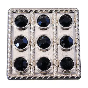 HILASON Western Screw Back Concho Black Crystal Square Bling Cowgirl Color | Bridle Conchos Slotted