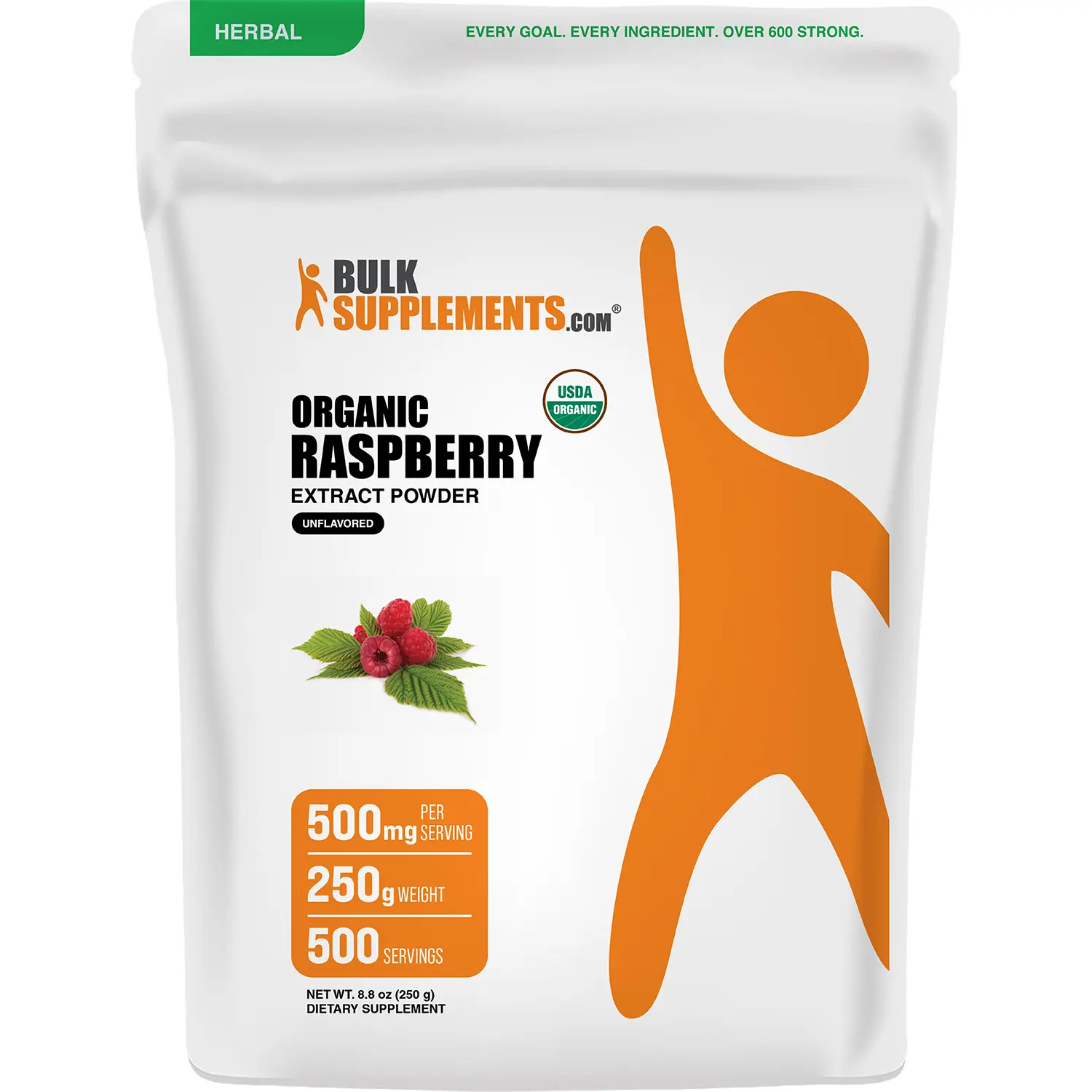 BulkSupplements Organic Raspberry Extract Powder - Vitamin, Fiber, Minerals, Antioxidants, Immune Support - Healthy Skin - 250g - 500mg per Serving, Dietary