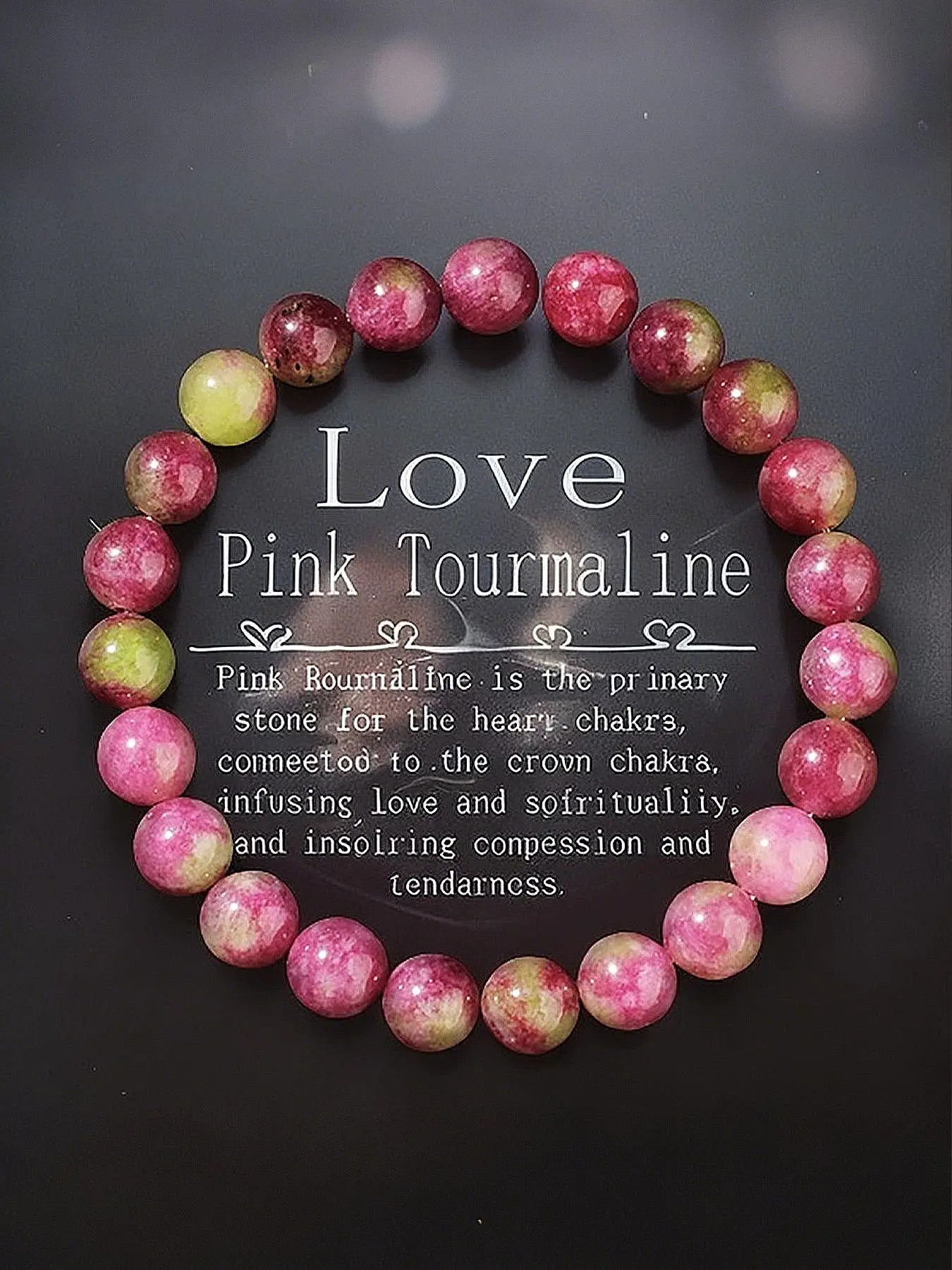 Natural Pink Tourmaline Love Crystal Stone Bracelet, Fashion Beaded Energy Jewelry for Women & Girls, Trendy All-match & Exquisite Jewelry for Birthda