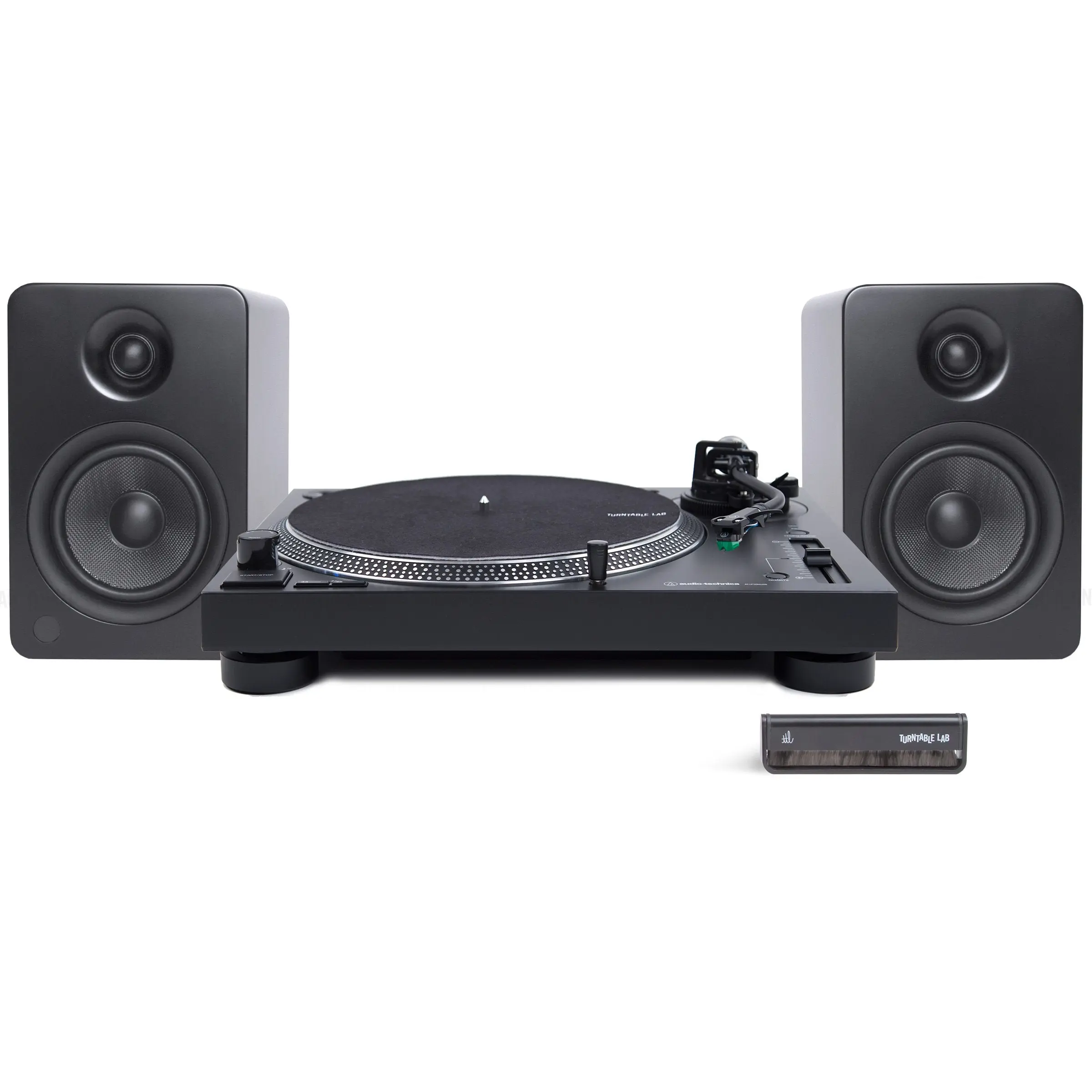 Audio-Technica AT-LP120X Turntable & Kanto YU6 Bluetooth Bookshelf Speakers Package with Vinyl Playback, Streaming, Optical Connectivity, Subwoofer, Carbon Fiber Components, USB Port