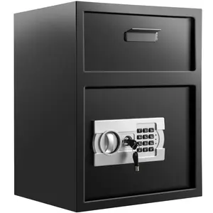 【Summervibes】VEVOR Digital Depository Safe 1.7 Cubic Feet Made of Carbon Steel Electronic Code Lock Depository Safe with Deposit Slot with Two Emergency Keys Depository Box for Home Hotel Restaurant and Office