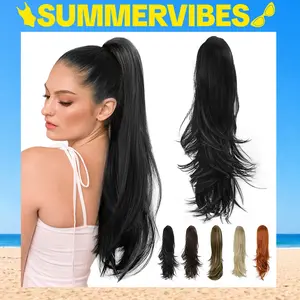 SummerVibes AISI HAIR Ponytail Claw Clip in 22/26 Inch Ponytail Hair Extension For Women Natural Wavy Sythetic Hairpieces for Daily Use fluffy  Synthetic Wigs Glueless Kinky Straight Hair Weave