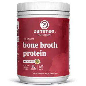 Zammex Bone Broth Protein Powder, 10.6oz, French Onion Flavor, Edible Collagen Supplement for Health, Nutrient for Joint Support, Skin Beauty&Fitness