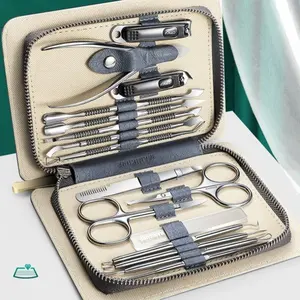 Stainless Steel Nail Clipper Kit, 16pcs/set Professional Manicure & Pedicure Tool Set with Storage Case, Portable Manicure Tool Kit for Home & Travel