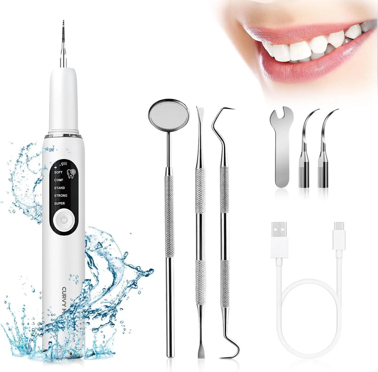 Plaque/Tartar Remover for Teeth, Dental Calculus Remover Teeth Cleaning Kit with LED Light & Adjustable Modes, for Women Men Human Pet Cat Dog