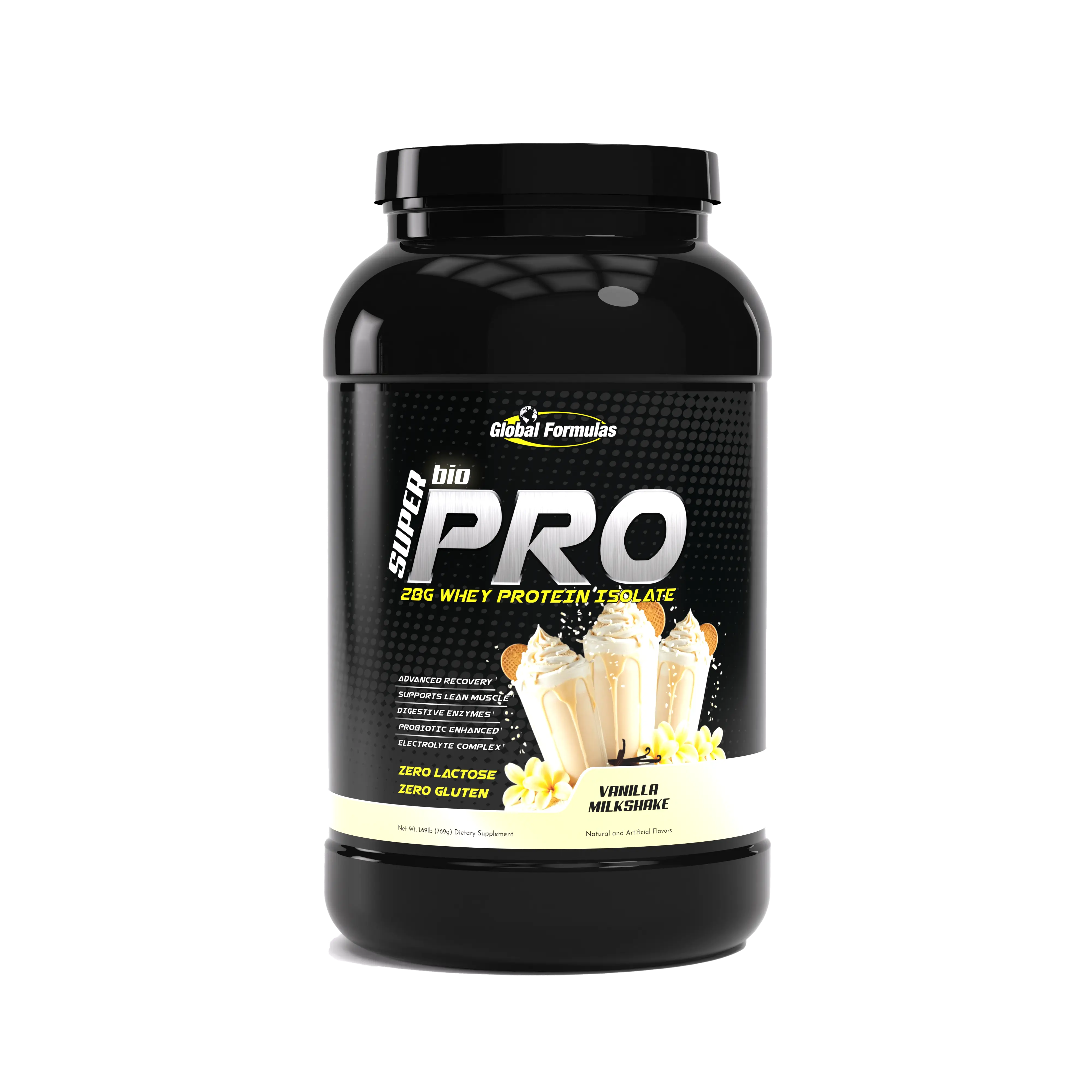 Global Formulas Super BioPro Whey Isolate Protein | 26g CFM Whey Isolate DigeZyme Enzymes and 14 Strain Probiotics | Protein Digestion and Gut Wellness Support | Available at Prime Sports Nutrition