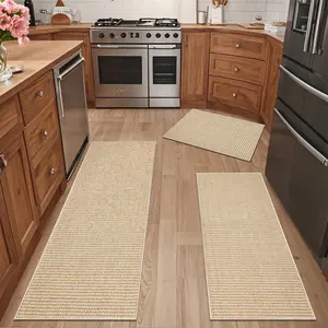 LOKHOM Solid Kitchen Rugs and Mats Set of 3 Non-Slip Kitchen Mats for Floor, Absorbent and Stain Resistant Kitchen Runner, Machine Washable Rugs for Kitchen, Laundry & Sink,