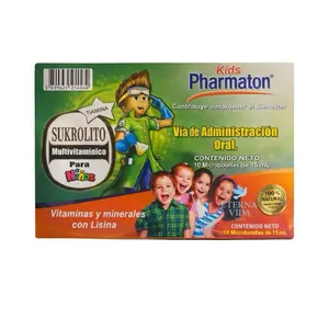 Pharmaton Kids Sukrol Antioxidants Multivitaminico Para Ninos 10 Microbottles 15mL Vitaminas y Minerales con Lisina