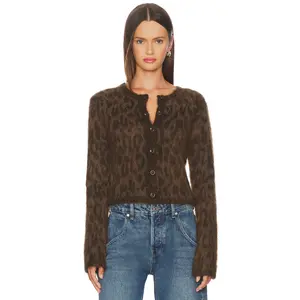 ASTR the Label Katria Cardigan in Brown Cheetah Print