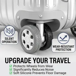 8 Pack Silicone Luggage Wheel Covers Anti-Wear Noise Reduction Universal Suitcase Protectors Black Gray Orange Silent Operation Wear-Resistant
