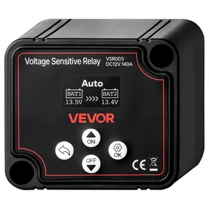 VEVOR Dual Battery Isolator, 12V 140 Amp, Manual and Automatic VSR Voltage Sensitive Relay with LCD Screen, Smart Battery Isolator for Lithium Lead-Acid Batteries, for Car Truck RV UTV ATV Boat