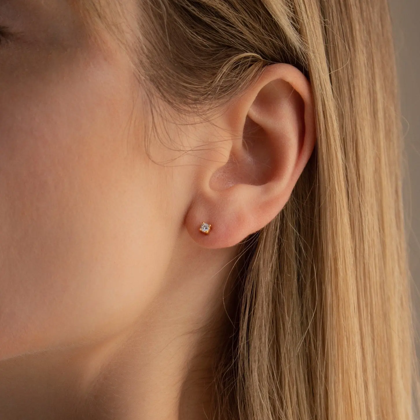 Booker Tiny Diamond Studs by Caitlyn Minimalist - Small 2mm Everyday Diamond Stud Earrings - Cartilage Earrings - Crystal Jewelry - Gift for Mom
