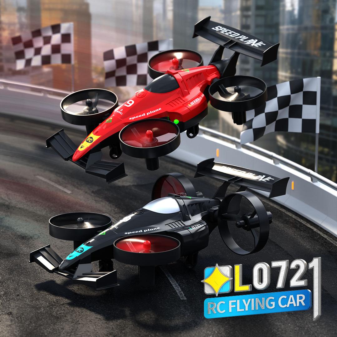 AERO-DRIFT 2-in-1 Flying Drone & RC Drift Car, 360° Stunt Flip Anti-Collision Rechargeable, Land to Air Transforming Easy Fly Remote Control Toy Plane Gift for Kids Boys Men Beginners