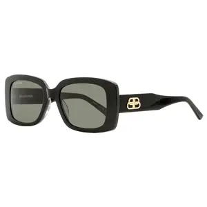 Balenciaga Rectangular Sunglasses BB0048S 001 Black/Gold 52mm