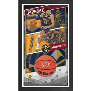 Jamal Murray Denver Nuggets 2023 NBA Finals Champions Framed 24" x 40" Break Through Shadowbox Photograph with Autographed Basketball - Fanatics Authentic Certified