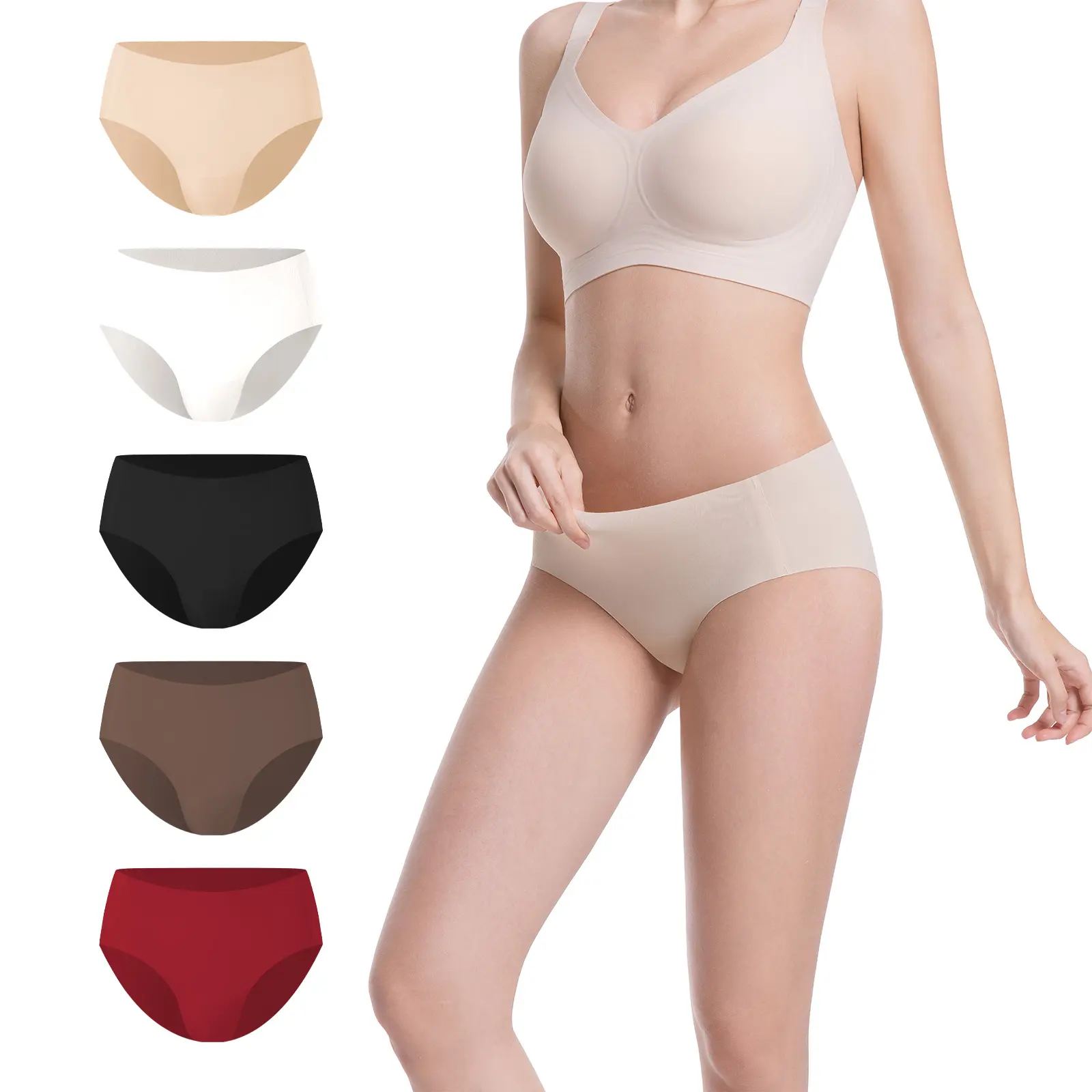 Women’s Seamless Full Coverage Underwear – Breathable No Show Silky Stretch Brief Panties, 5-Pack for Everyday Comfort