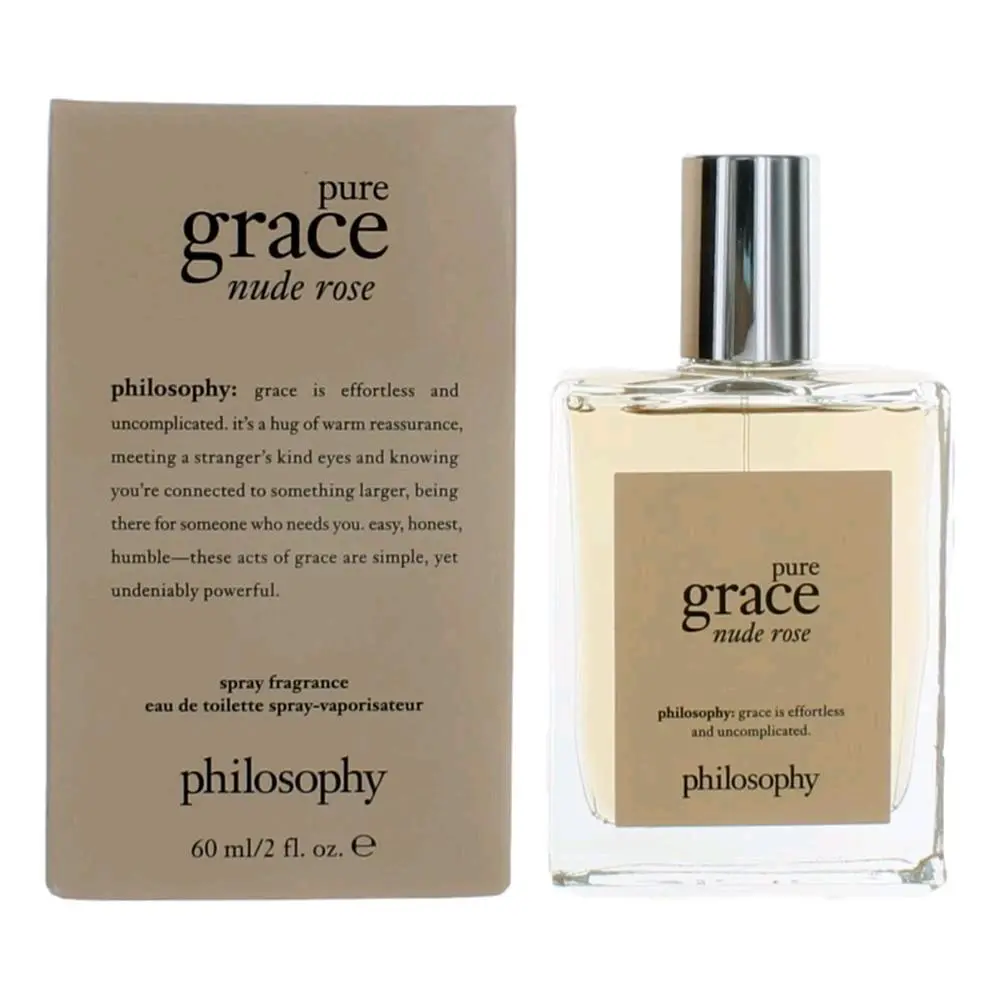 Philosophy Pure Grace Nude Rose Eau de Toilette, a Romantic Clean Girl Perfume with a Floral Musk Signature Scent, 2 oz Spray, Smelling Good