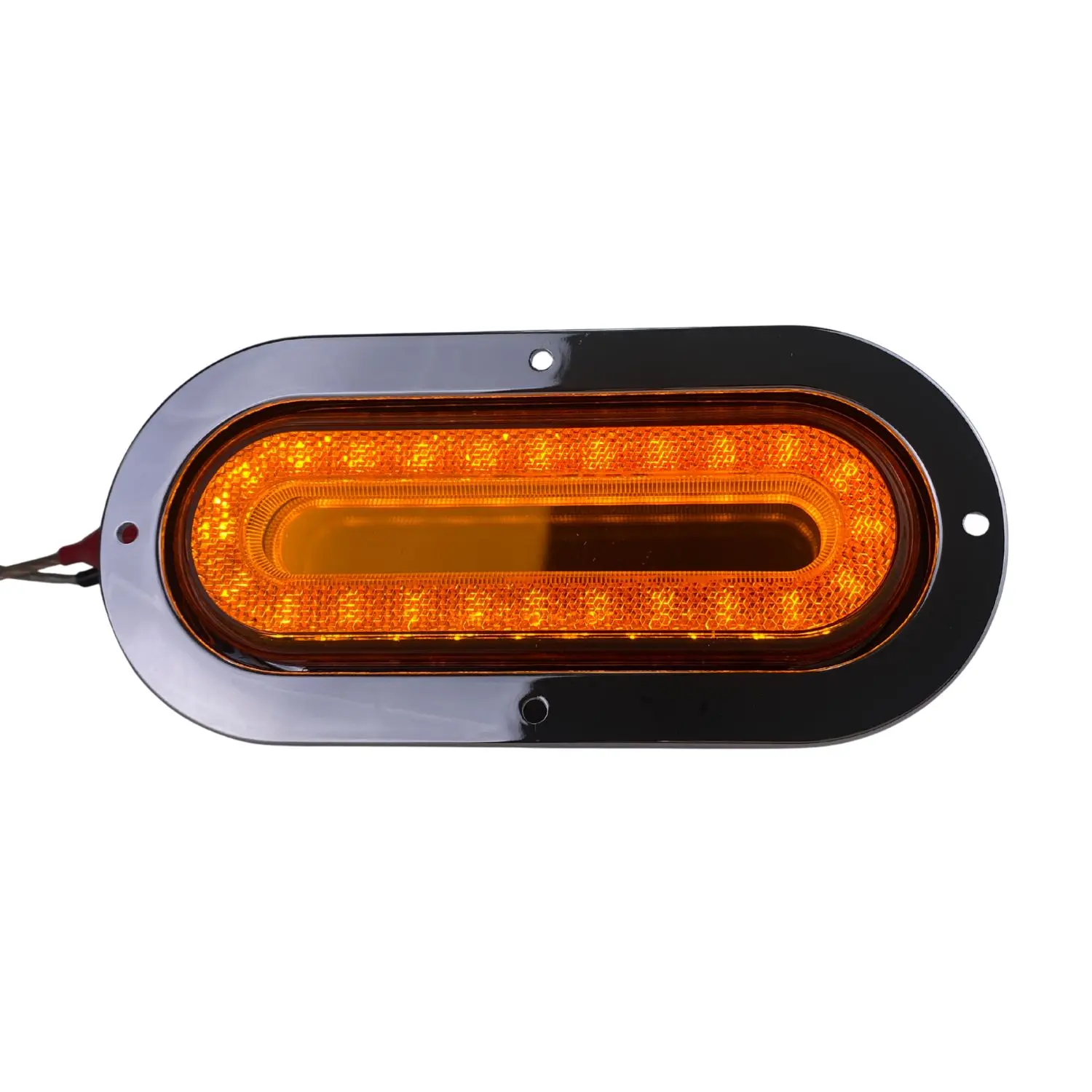 Oval Amber LED Turn Signal Lamp with Chrome Bezel, Reflective Interior, Oval Shape Face, Energy Efficient, Universal Fitment for Trucks & Motorcycles